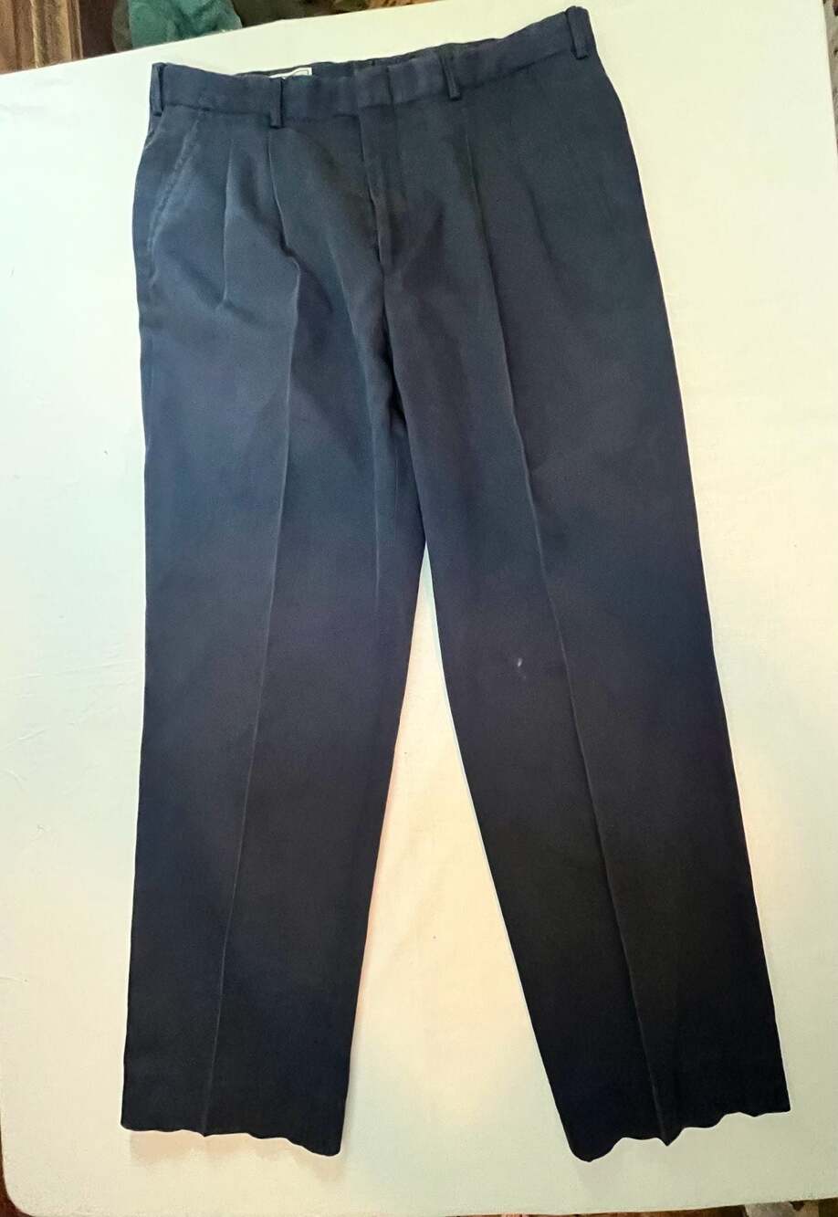 L.L. Bean Men's Pleated Navy Blue Dress Pants 90s W36 paint stain